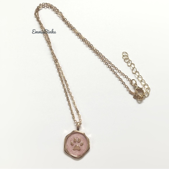 ✨3for$38 New Minimalist Paw Print Gold & Pink Charm Necklace - Picture 10 of 14